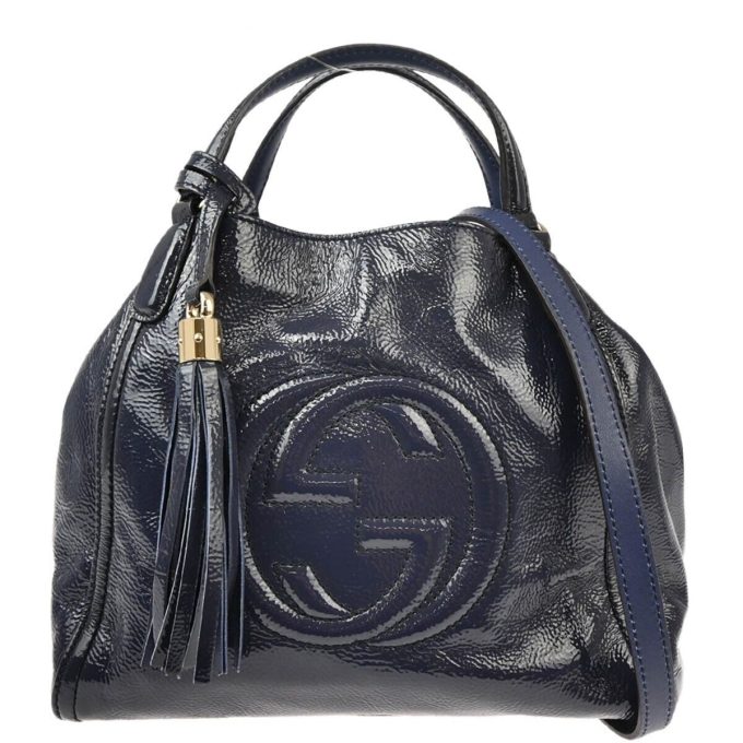 GUCCI Navy Leather 2way Handbag 336751/525040 134078