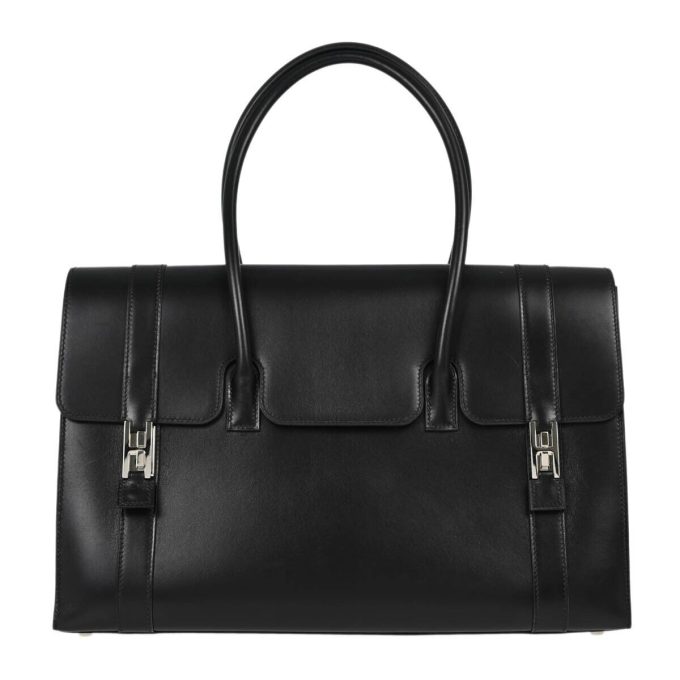 HERMÈS Black Box Calf Drag 2 37 Handbag 15□D 133712