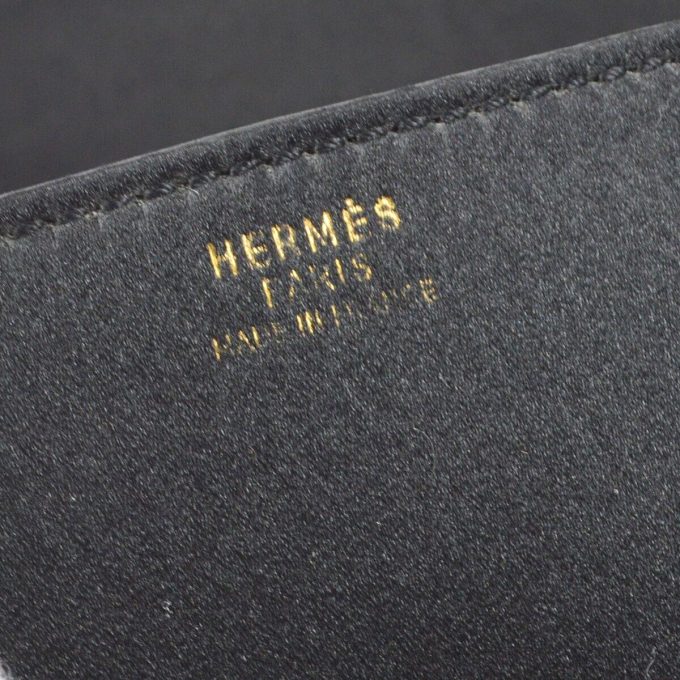 HERMES Black Satin 2way Clutch Shoulder Bag 110257 - Image 8