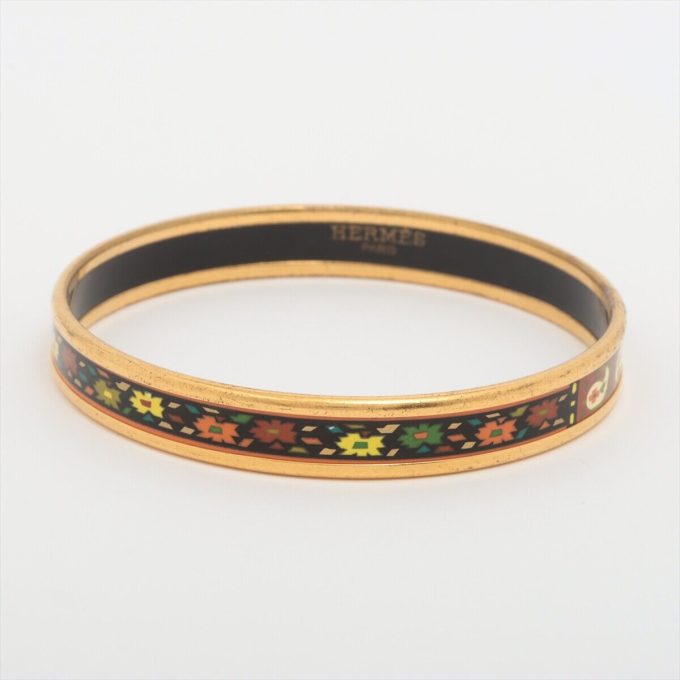 HERMÈS Enamel PM Bangle in Black Gold Plated