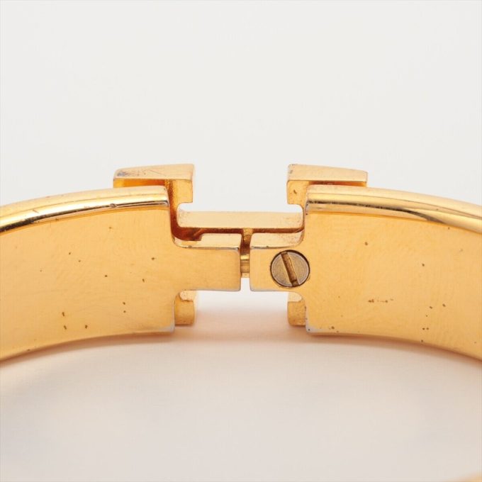 HERMÈS H Bangle Clic Clac PM Enamel Gold White - Image 4