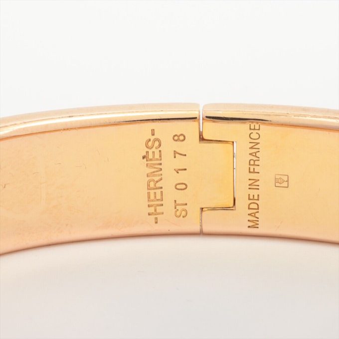 HERMÈS H Bangle Gold x Pink Enamel Bangle - Image 6