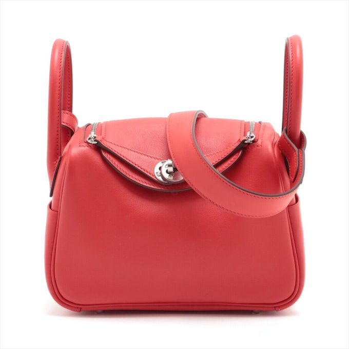 HERMÈS Mini Lindy Swift Rouge de Coeur Silver Metal Fittings Z 2021