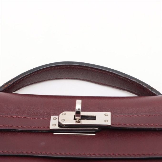 HERMÈS Mini Veau Swift Bordeaux Silver Metal Fittings □L: 2008 - Image 6