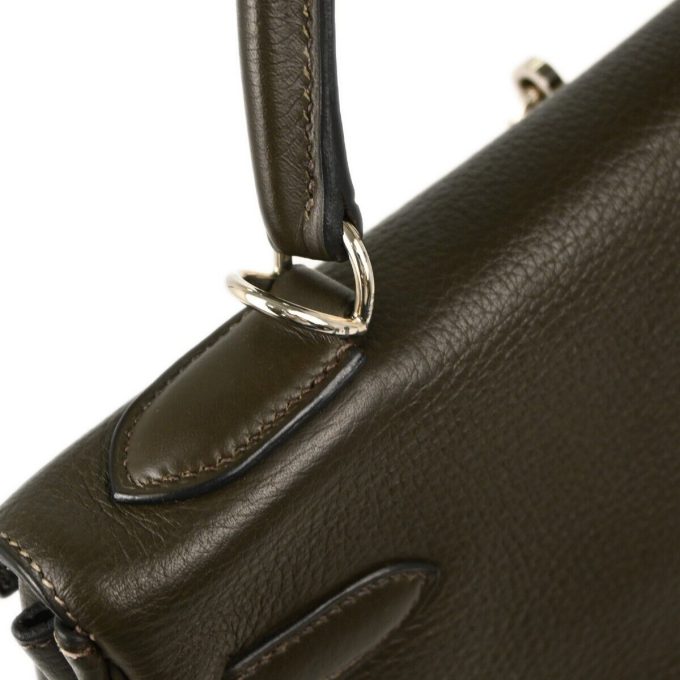 HERMÈS Olive Green Taurillon Clemence Kelly 32 Retourne Handbag - Image 7