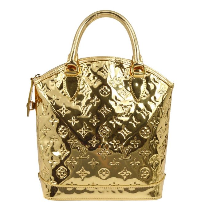 LOUIS VUITTON Gold Monogram Miroir Lockit Handbag M95450 SP2067 112133