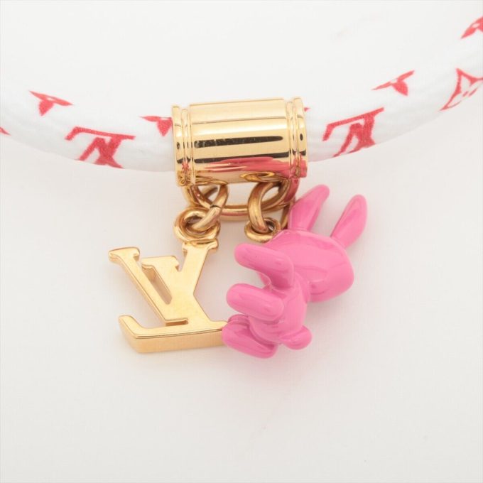 LOUIS VUITTON Red x White Monogram Bracelet LV x PVC M8666E Bracelet - Image 3