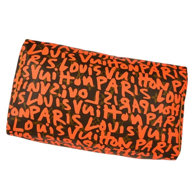 LOUIS VUITTON Speedy 30 Handbag Monogram Graffiti Orange M93705 - Image 3