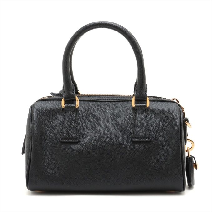 PRADA Saffiano Lux 2 Way Handbag Black 1BB846 - Image 2