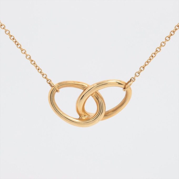 TIFFANY Double Loop Necklace 750(YG) 4.2g Gold Choker Statement Fashion Jewelry