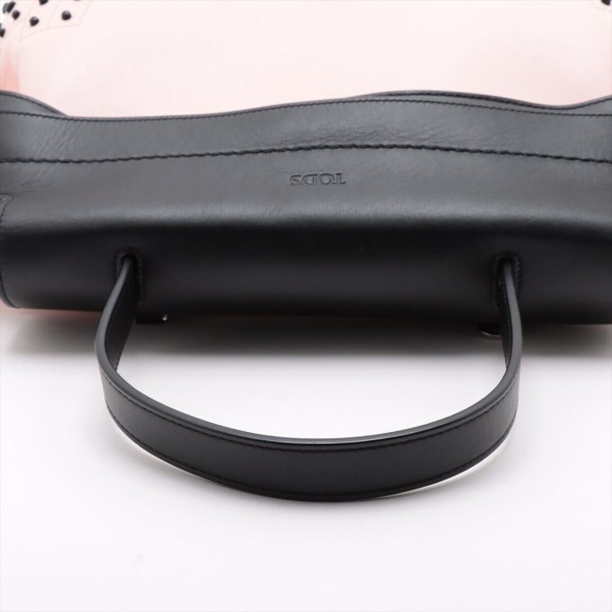 TOD'S Wave Leather Handbag Black x Pink - Image 5