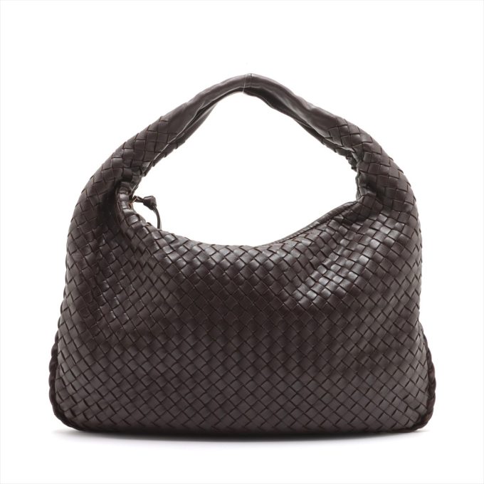 BOTTEGA VENETA Intrecciato Leather Hobo Shoulder Bag Brown