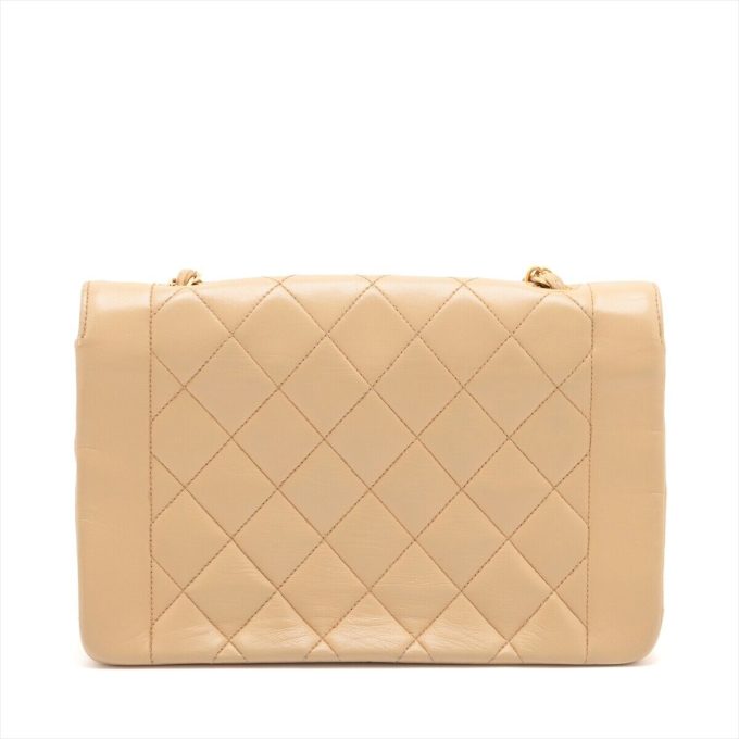 CHANEL Beige Gold Met Lambskin Single Chain Bag - Diana Flap - Image 2