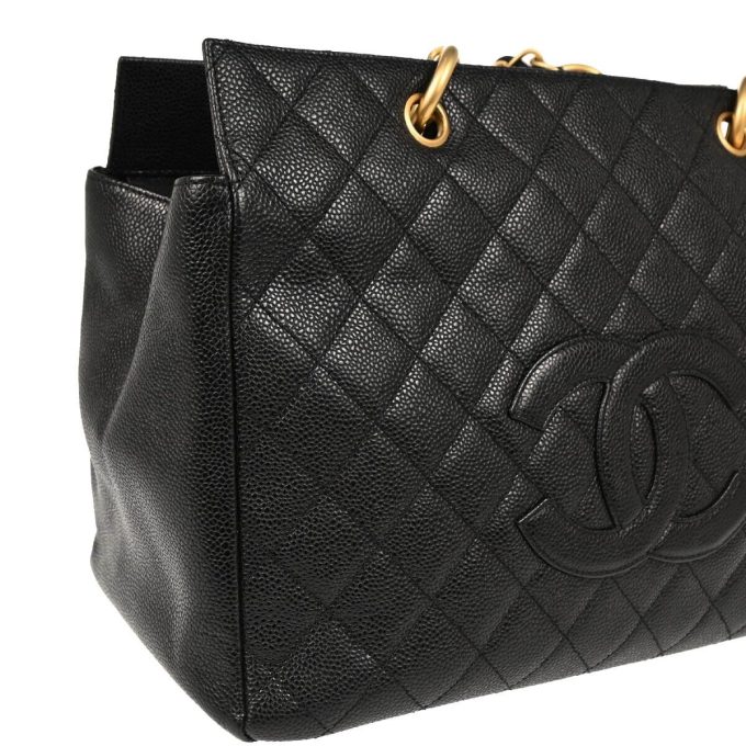 CHANEL Black Calfskin Chain Tote Handbag 124405 - Image 3