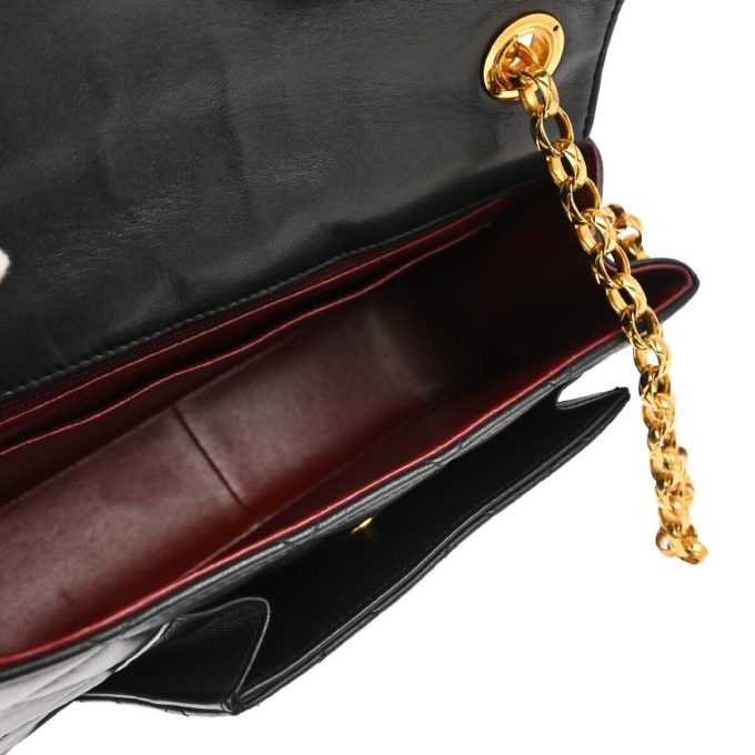 CHANEL Black Lambskin Chain Shoulder Bag 114671 - Image 4