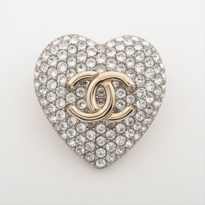 CHANEL Coco Mark B20S Brooch Metal x Rhinestone Silver