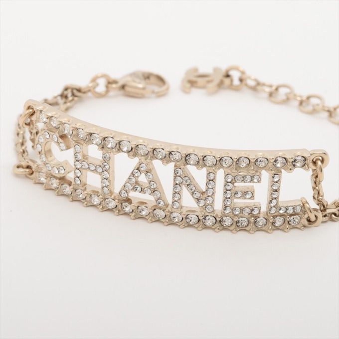 CHANEL Gold Bracelet with Rhinestones - Image 2