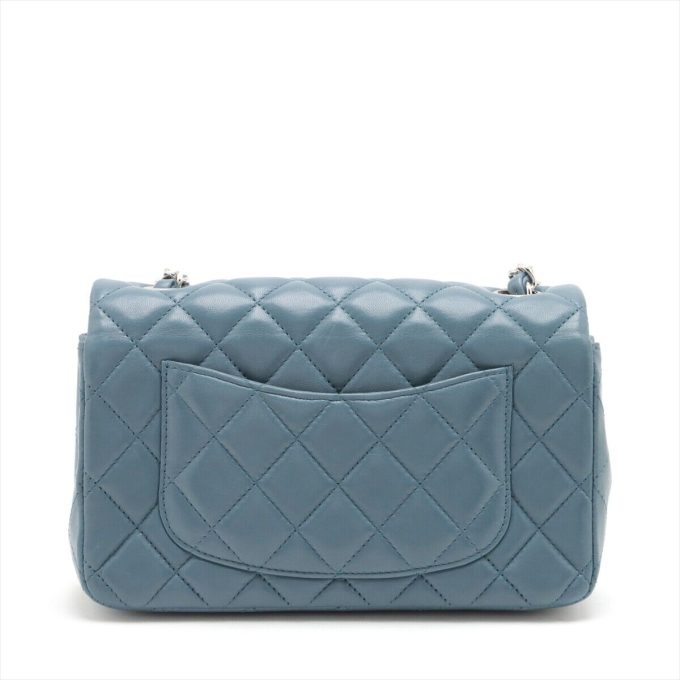 CHANEL Mini Matelasse 20 Lambskin Flap Chain Bag Blue Silver Metal - Image 2