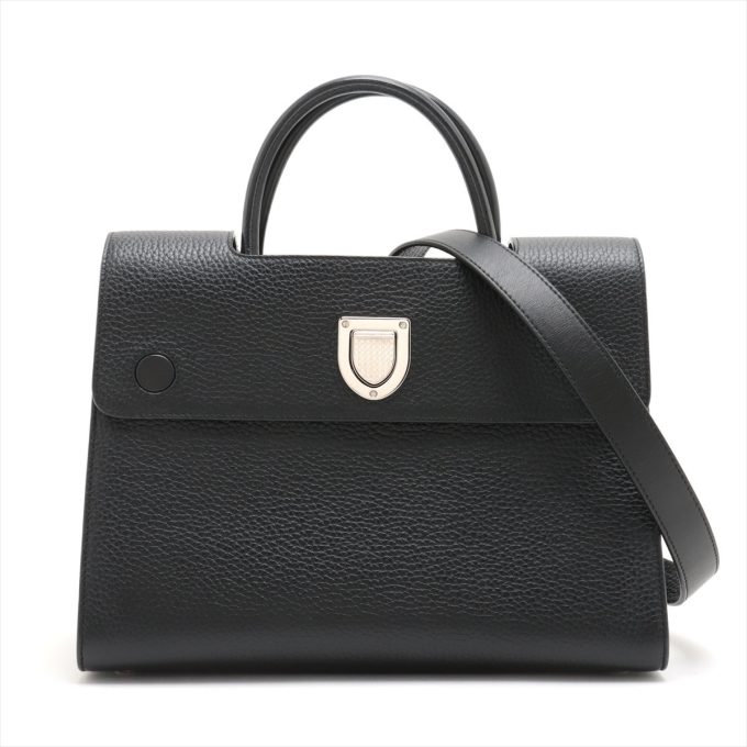 CHRISTIAN DIOR Ever Black Leather 2 Way Handbag