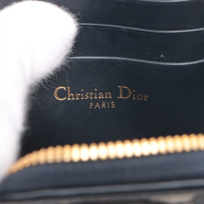 CHRISTIAN DIOR Oblique Canvas & Leather Phone Holder Shoulder Bag, Navy Blue - Image 9