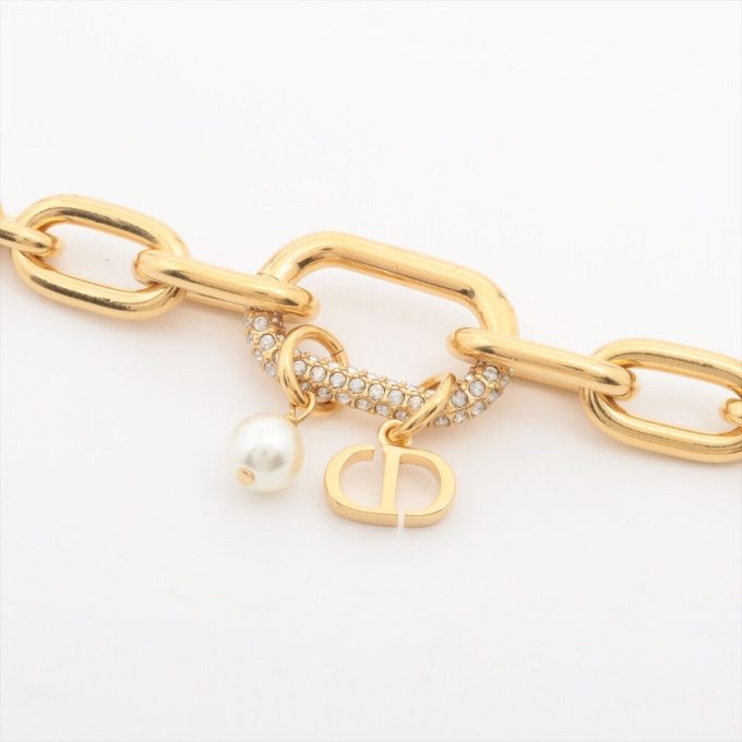 DIOR D-FUSION Rhinestone Imitation Pearl Gold Bracelet - Image 2