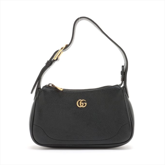 GUCCI Aphrodite Small Leather Handbag Black 739076