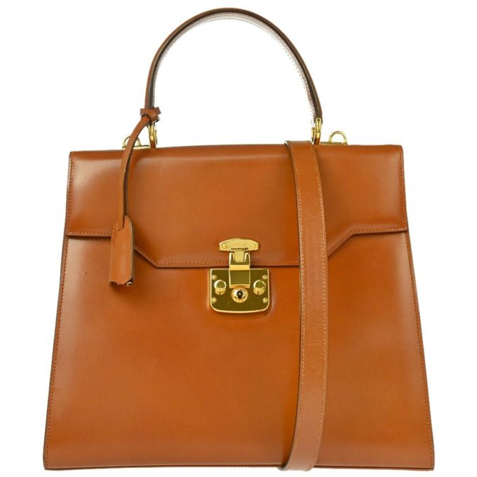 GUCCI Brown Leather Lady Lock Handbag