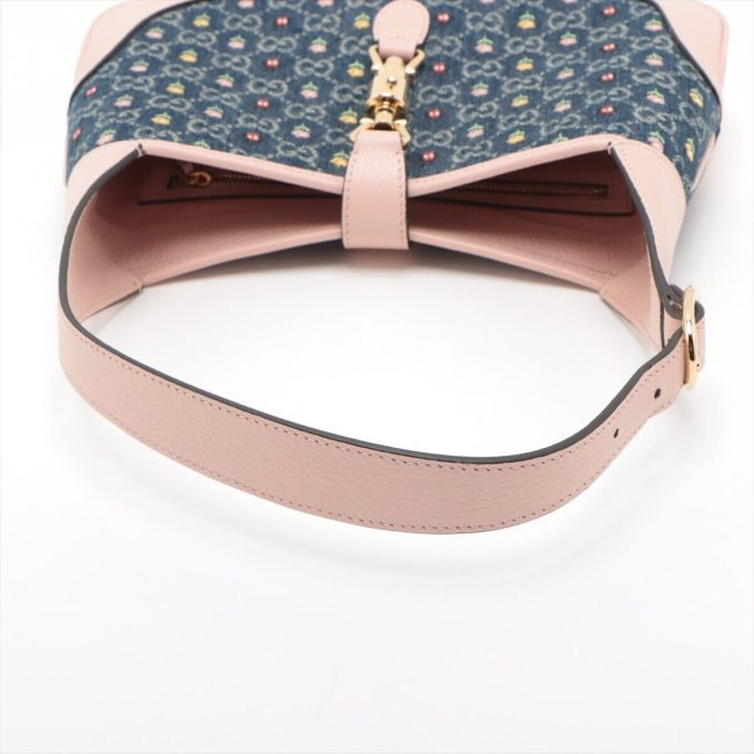 GUCCI GG Denim Jackie Shoulder Bag Blue x Pink 636706 - Image 4