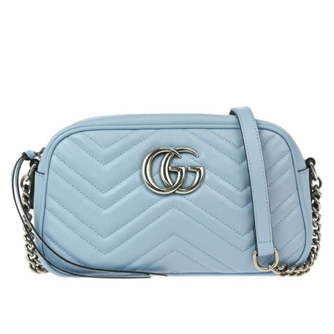 GUCCI Light Blue Marmont Shoulder Bag 447632 520981 143617