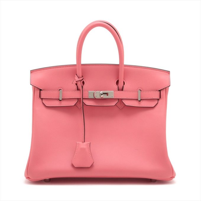 HERMÈS Birkin 25 Swift Rose Azalee Silver 2018