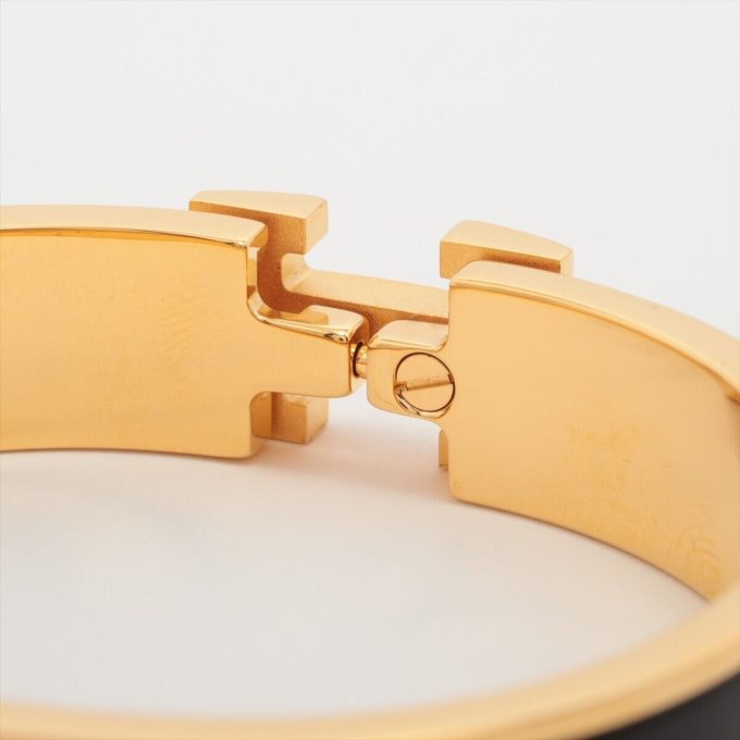 HERMÈS H Bangle Fans Bangle PM GP Black×Gold - Image 4