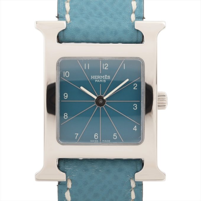 Hermès H Watch HH1.210 SS & Leather QZ Blue-Face