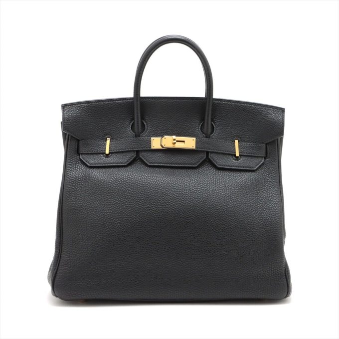 HERMÈS Haut A Courroies 32 Black Gold Metal Bag '01