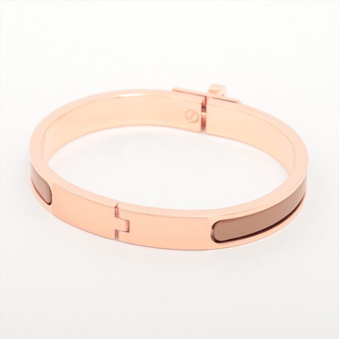 HERMÈS Miniclick Kelly Bracelet Brown x Rose Gold - Image 2