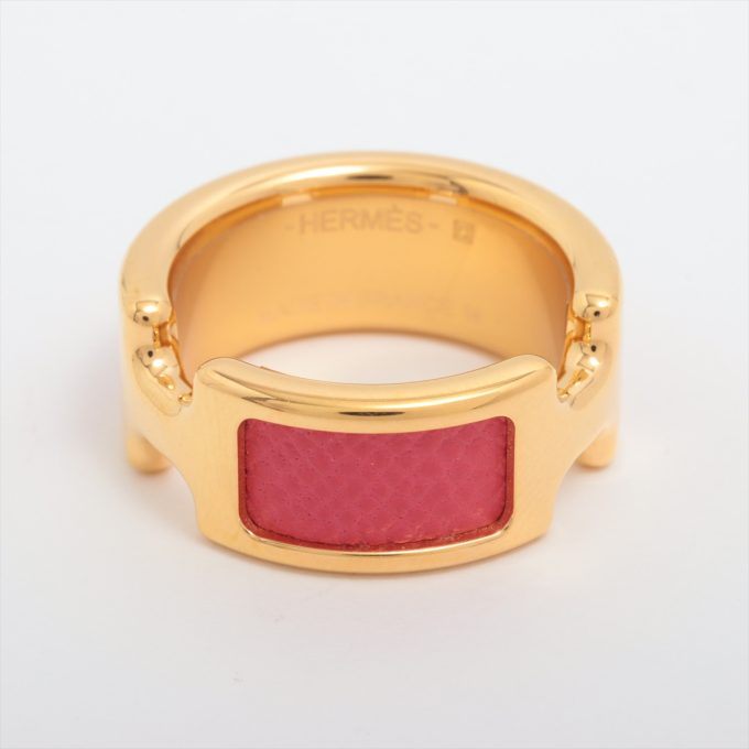 HERMÈS Olympe Ring Gold & Leather Gold x Pink