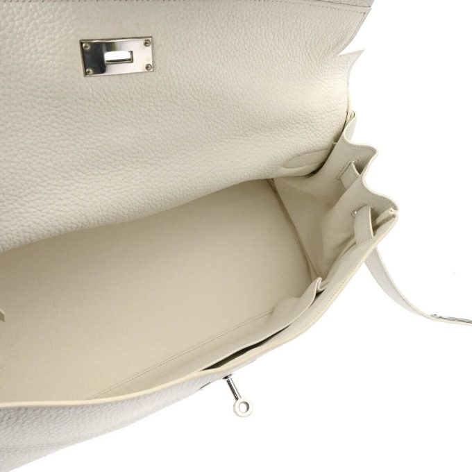 HERMÈS White Taurillon Clemence Shoulder Kelly Handbag ★N 45 - Image 4