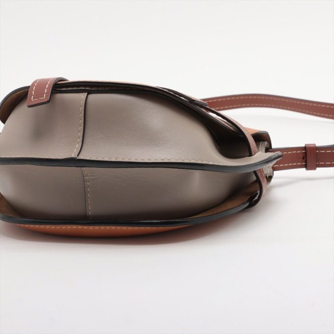 LOEWE Gray x Brown Small Leather Shoulder Bag - Image 3