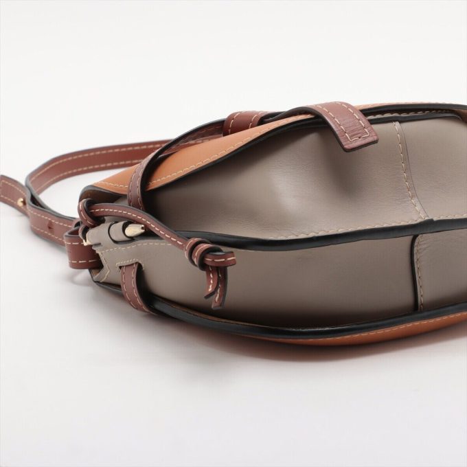 LOEWE Gray x Brown Small Leather Shoulder Bag - Image 4