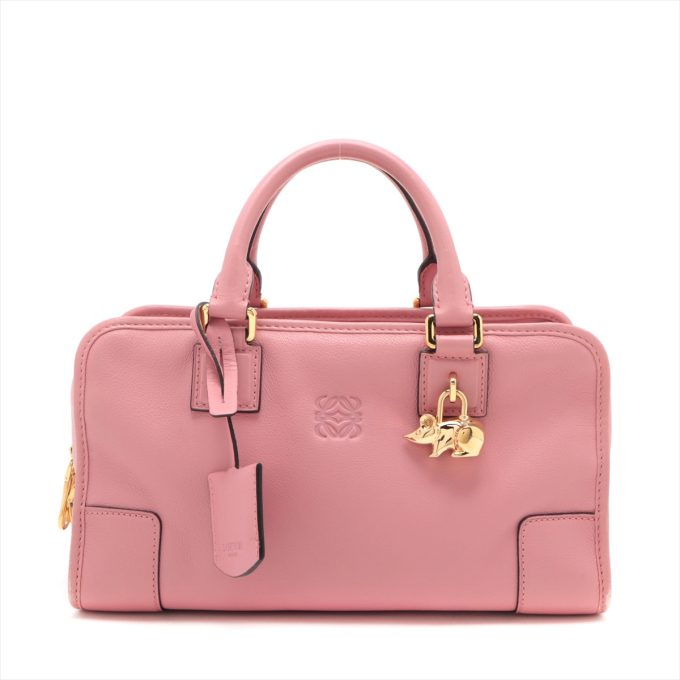 LOEWE Pink Limited Edition Amazona 28 Leather Handbag With Charms