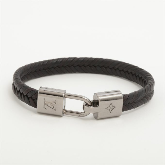 LOUIS VUITTON Brasserie Braid Twist Bracelet Black × Silver