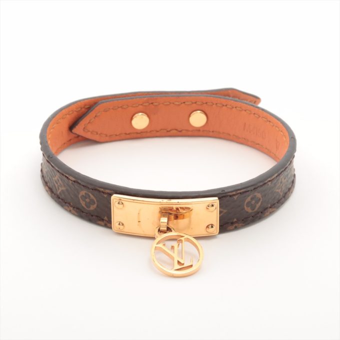 LOUIS VUITTON M4150 Logomania Brown Bracelet 17 GP×PVC