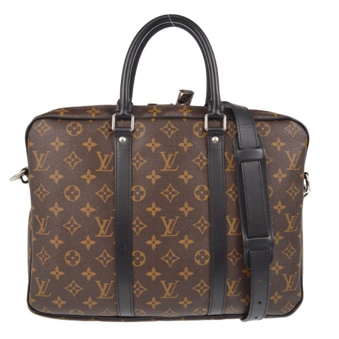 LOUIS VUITTON Monogram Macassar Porte-Document Voyage Briefcase M52005 XX01697