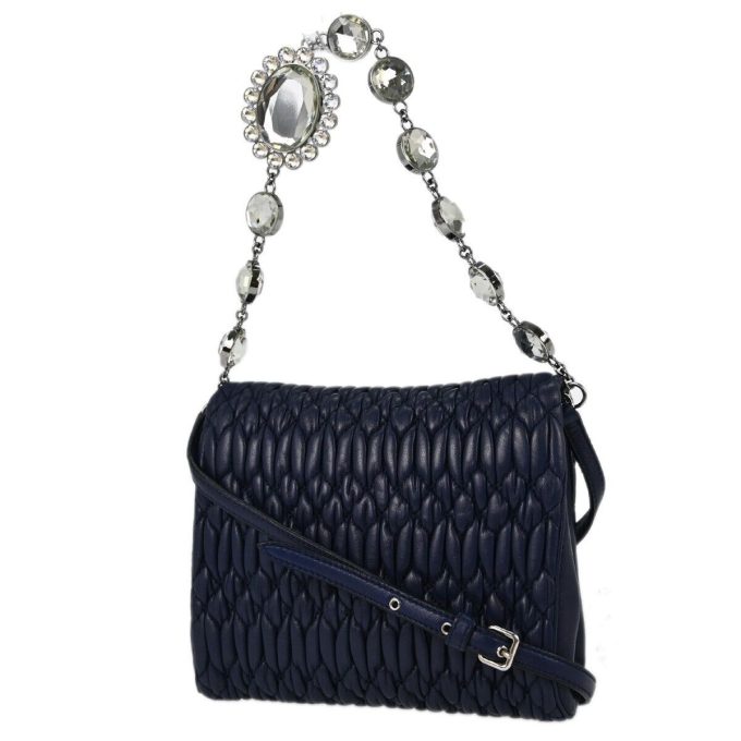 MIU MIU Crystal Embellished Lambskin Shoulder Bag - Image 2