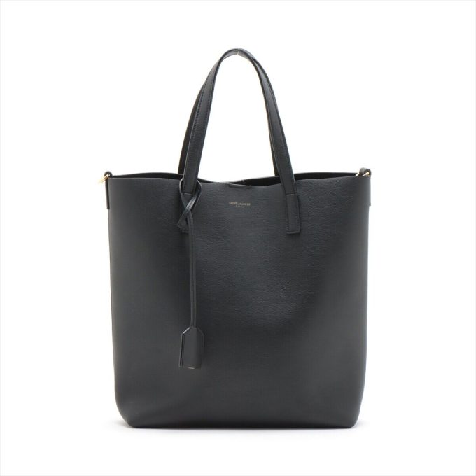 SAINT LAURENT Paris Black Leather Tote Bag 600307