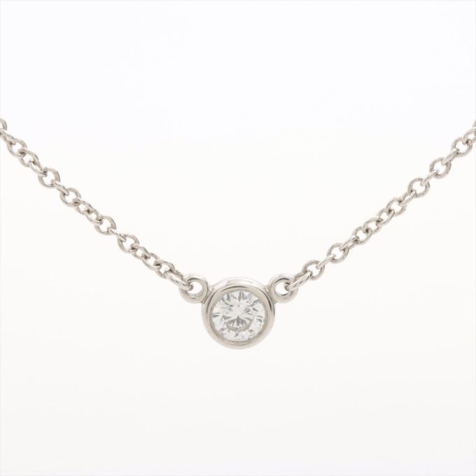 TIFFANY BY THE YARD 1P Diamond Necklace Pt950 2.4g 3.89mm Diameter