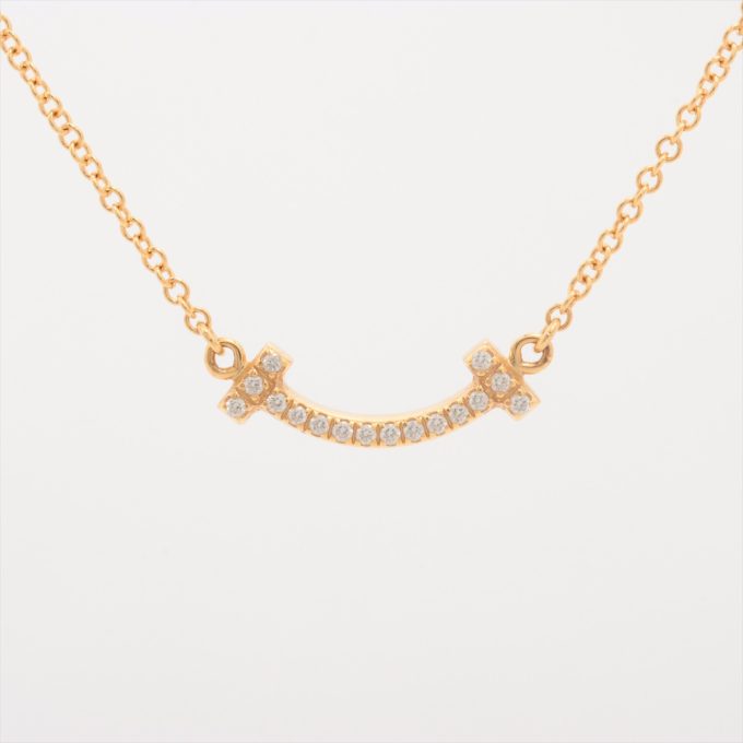 TIFFANY T SMILE Mini Diamond Necklace 750(YG) 2.3g