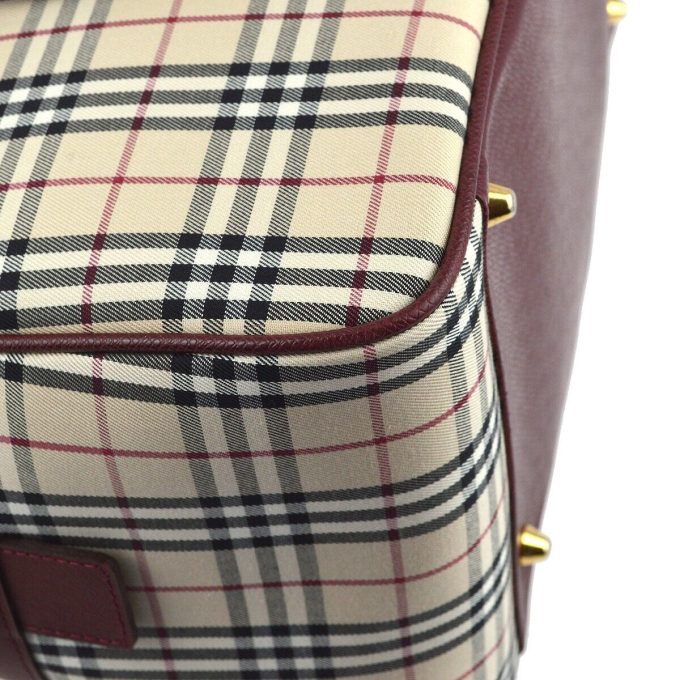 BURBERRY Beige Bordeaux Check 2way Handbag 182065 - Image 7