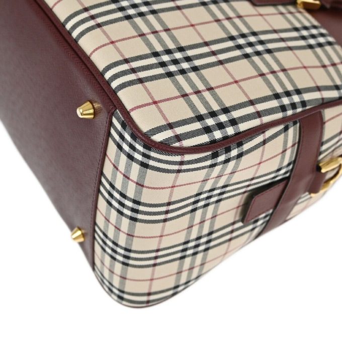 BURBERRY Beige Bordeaux Check 2way Handbag XX90508 - Image 3