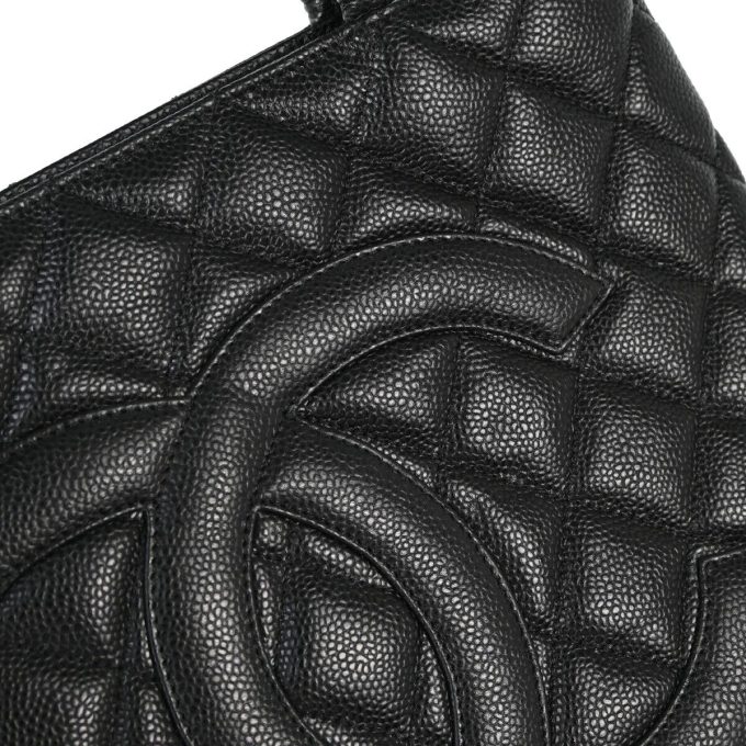 CHANEL Black Calfskin Medallion Tote Handbag - Image 6