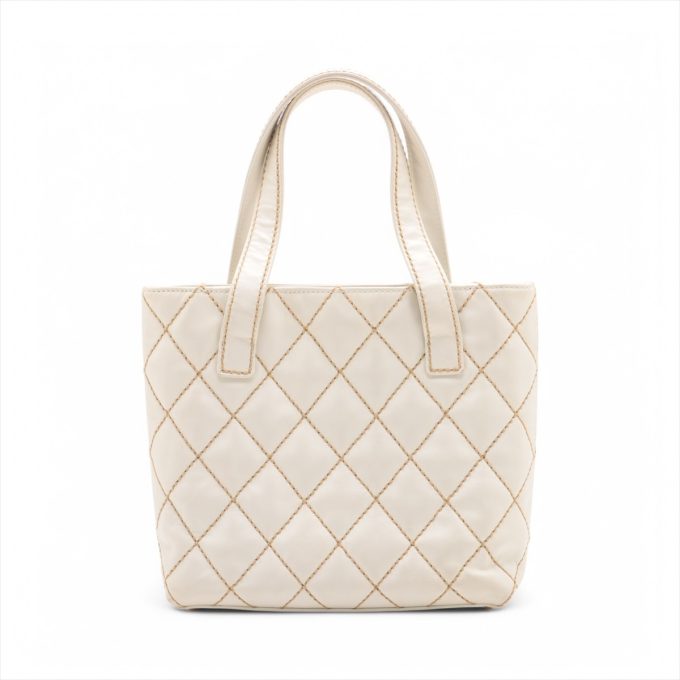 CHANEL Wild Stitch Lambskin Hand Bag with White Gold Metal Fittings 8XXXXXX - Image 2